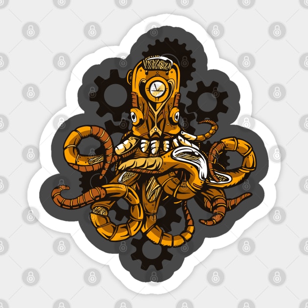 Steampunk Octopus Sticker by Hmus